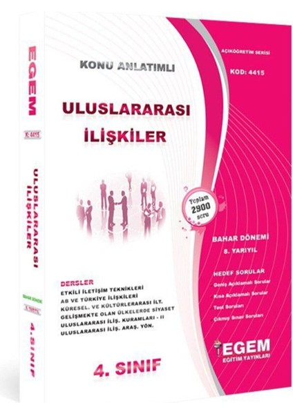 AÖF 4. Sınıf Uluslararası İlişkiler Konu Anlatımlı Soru Bankası-Bahar Dönemi(8. Yarıyıl)