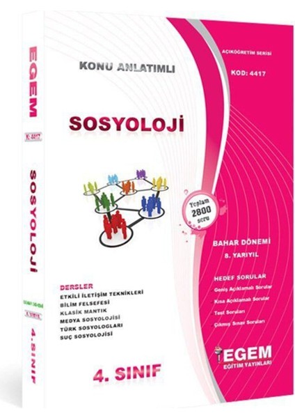 AÖF 4. Sınıf Sosyoloji Konu Anlatımlı Soru Bankası-Bahar Dönemi(8. Yarıyıl)