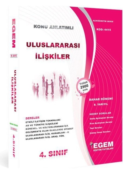 AÖF 4. Sınıf Uluslararası İlişkiler Konu Anlatımlı Soru Bankası-Bahar Dönemi(8. Yarıyıl)