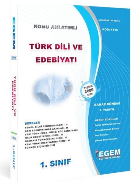 AÖF Türk Dili ve Edebiyatı(Bahar Dönemi) 1. Sınıf Konu Anlatımlı Soru Bankası (2. Yarıyıl)