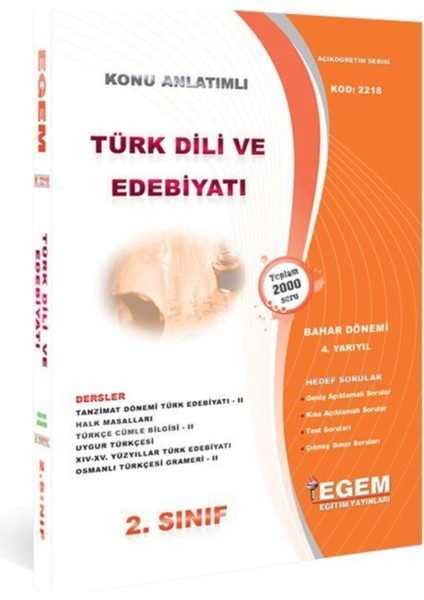 AÖF Türk Dili ve Edebiyatı(Bahar Dönemi) 2. Sınıf Konu Anlatımlı Soru Bankası(4.yy)