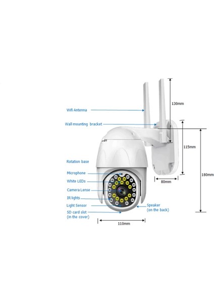 Dış Mekan Full Hd Wifi Kamera Su Geçirmez Hareket Sensörlü Gece Görüşlü Ip Kamera Kingboss Ip-38