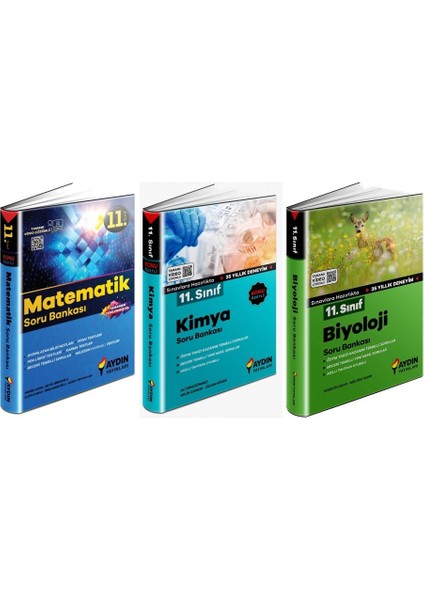 11. Sınıf Matematik + Kimya + Biyoloji Soru Seti 3 Kitap 2023