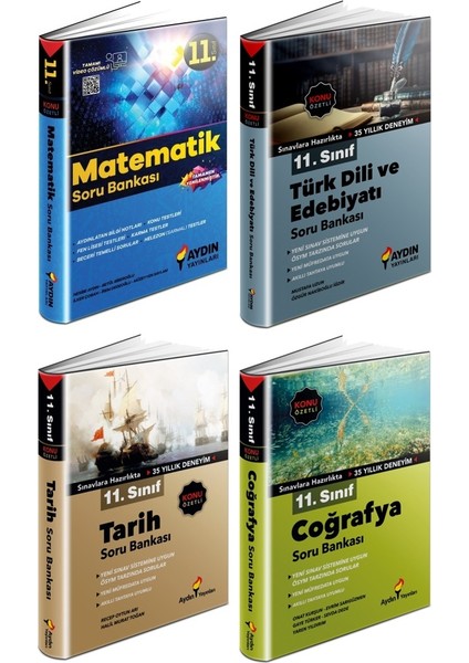 11. Sınıf Matematik + Edebiyat + Tarih + Coğrafya Soru Seti 4 Kitap 2023