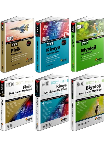 TYT Fizik + Kimya + Biyoloji Soru + Ders İşleyiş Seti 6 Kitap 2023