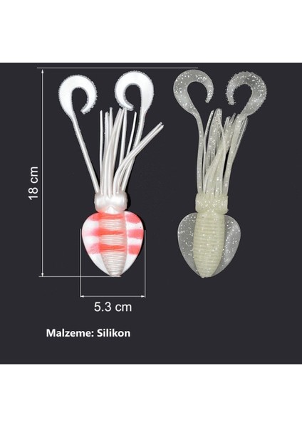 MSO Teknoloji Olta Balıkçılık 18cm Silikon Kalamar Yapay Yem