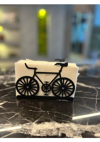 Bisiklet Temalı Siyah Metal Peçetelik