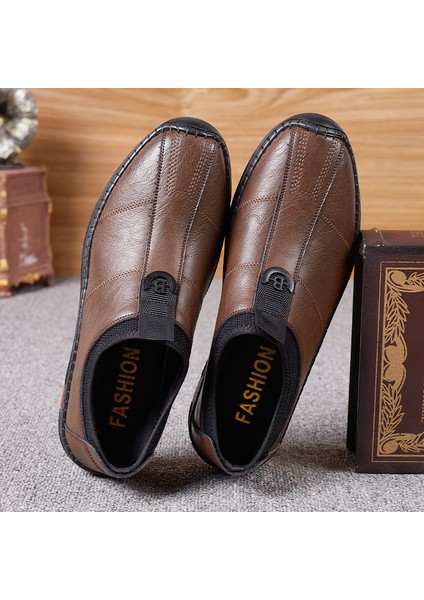 Nefes Alabilir Deri Günlük Erkek Ayakkabısı - Kahverengi (Yurt Dışından) fırsatları