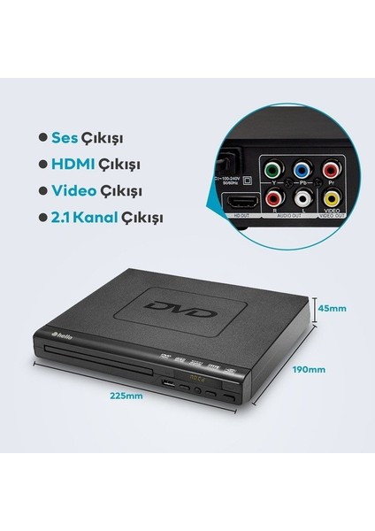 HL-5483 USB-HDMI-DIVX Kumandalı DVD Player