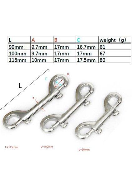 Pz Home Çift Uçlu Kanca Dalış Çırpıda Cıvata Klipsi At Atlama Için Paslanmaz Çelik 3.54X0.98INCH (Yurt Dışından)
