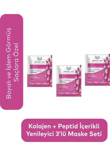 Boyalı ve Işlem Görmüş Saçlara Özel Yenileyici Saç Maskesi 30 ml 3 Adet Set