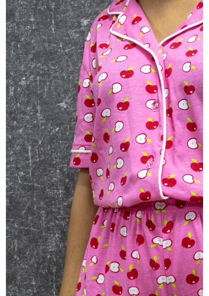 Pamuklu Baskılı Düğmeli Pijama Takımı