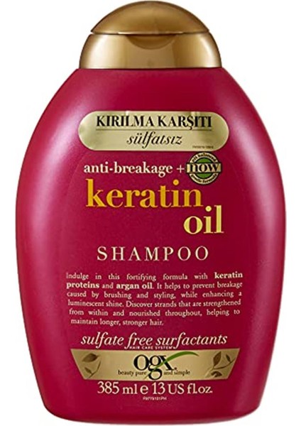 Keratin Oil Şampuan 385 Ml X2 Paket