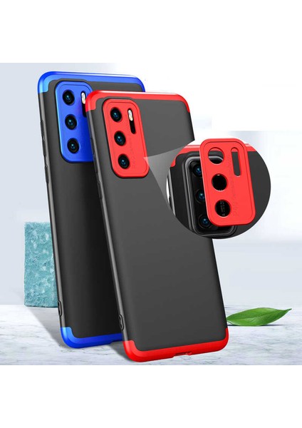 Casestreet Huawei P40 Pro Kılıf Ays 3 Parçalı Önü Açık Sert Rubber Koruma Mavi