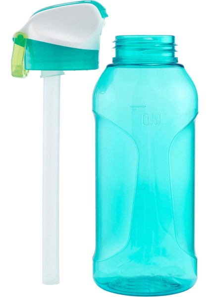 Pipetli Matara 0,5l Turkuaz Çocuklar Için Ideal Tek Elle Açılır Entegre Pipet Kırılmaz Şeffaf fiyatları