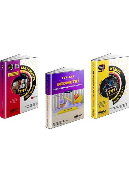 TYT Matematik - Geometri - Kimya Soru Bankası Seti 3 Kitap 2023