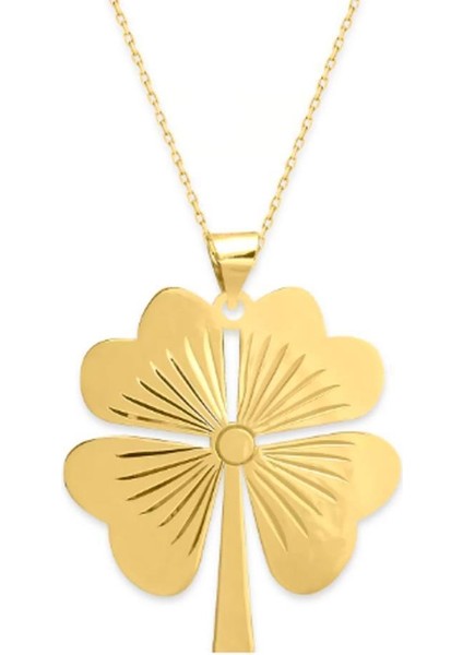 Yonca Tasarımlı Altın Kaplama 925 Ayar Gümüş Kolye