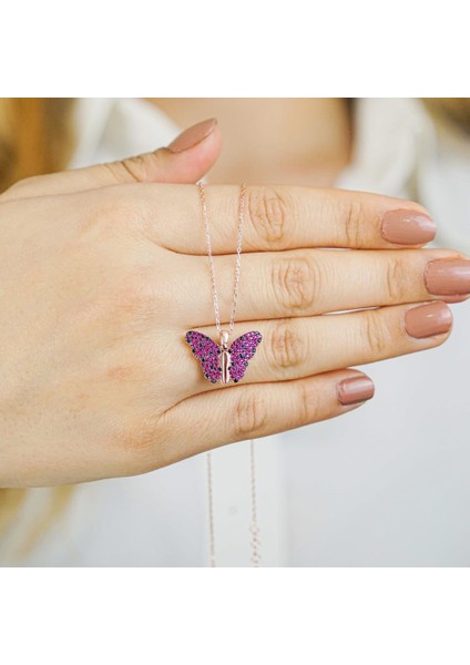 925 Ayar Gümüş Açılır Kapanır Kelebek Kolye fiyatları