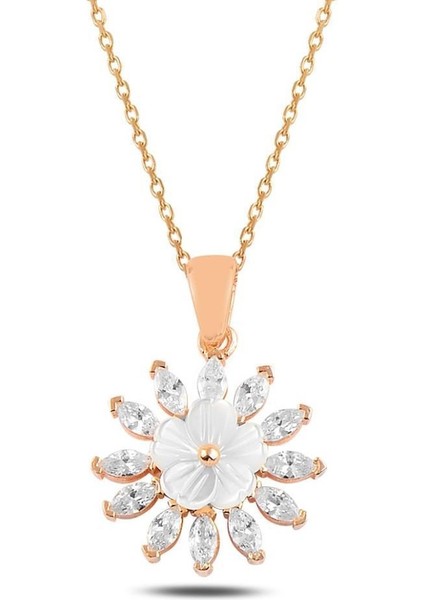 Özel Tasarım Manolya Çiçeği 925 Ayar Gümüş Kolye Rose