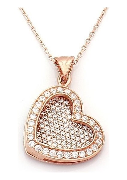 Isim Yazılı Kalpli Rose Model Gümüş Bayan Kolye fiyatları