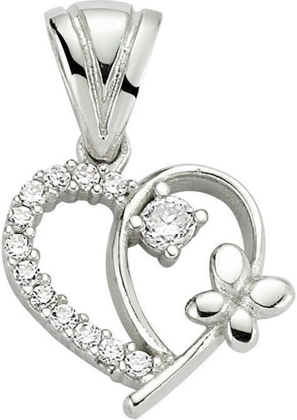 Gümüş Kalpli Bayan Kolye