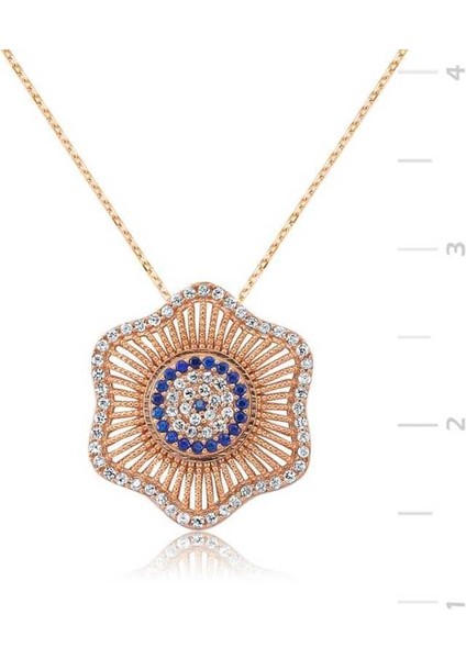 Gümüş Nazarlı Çiçek Bayan Kolye