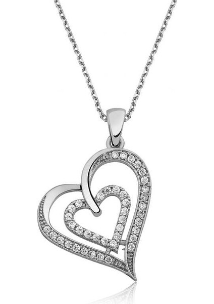 Gümüş Birleşmiş Kalpler Bayan Kolye fiyatları