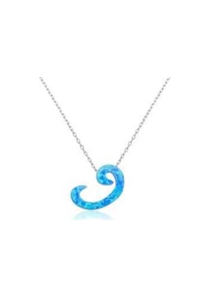 Gümüş Opal Taşlı Vav Bayan Kolye modelleri