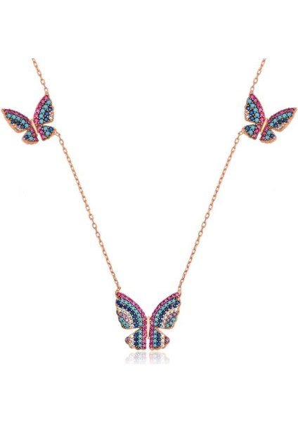 Gümüş Uçan Kelebekler Bayan Kolye