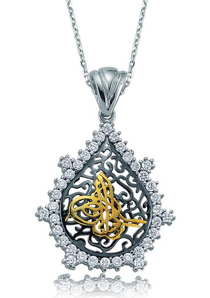 Gümüş Taşlı Tuğra Bayan Kolye fiyatları