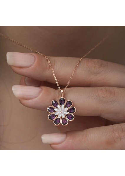 Gümüş Erguvan Çiçeği Kolye