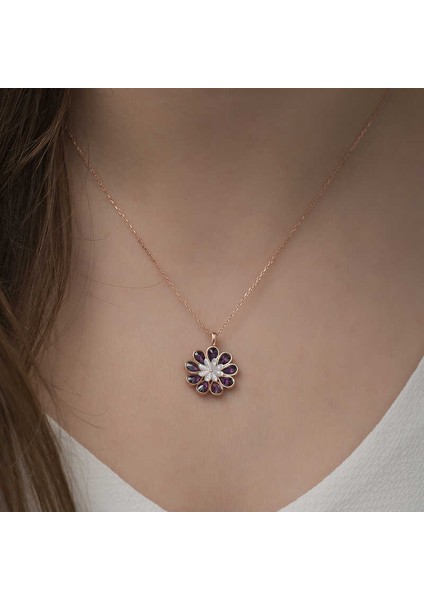 Gümüş Erguvan Çiçeği Kolye modelleri