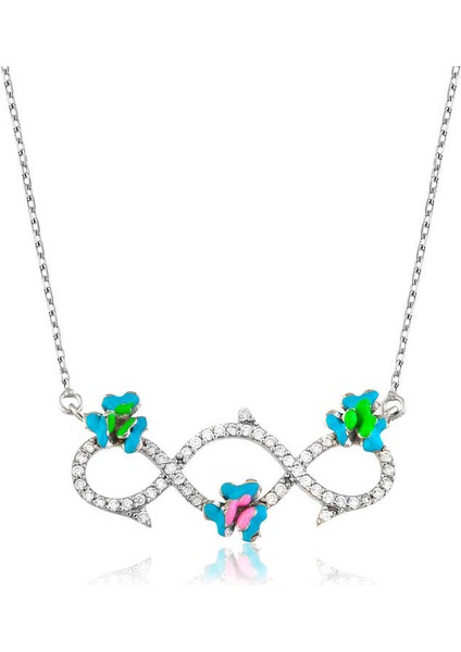 Gümüş Çiçekli Sonsuzluk Bayan Kolye modelleri