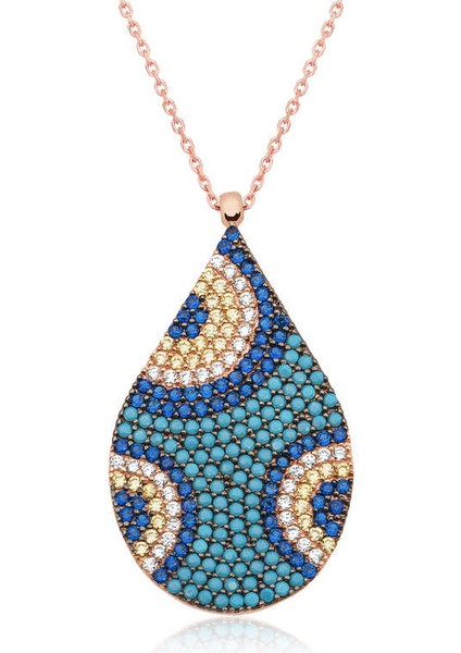 Gümüş Damla Nazar Bayan Kolye modelleri