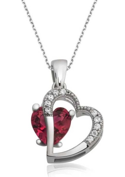 Gümüş Kalpli Bayan Kolye