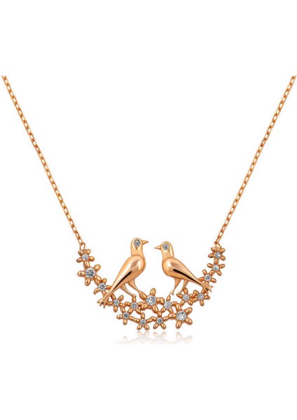 Gümüş Çifte Kumrular Bayan Kolye