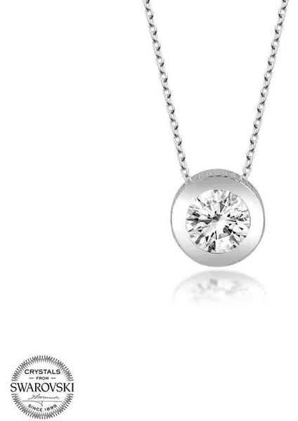 Swarovski Taşlı Gümüş Tektaş Bayan Kolye fiyatları