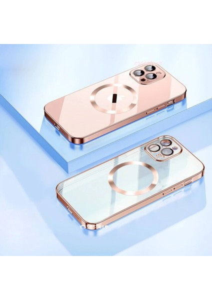 Apple Apple iPhone 13 Uyumlu Kılıf Kamera Korumalı Metalik Parlak Renkli Magsafe Wireless Şarj Case