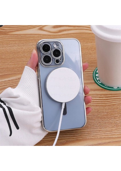 Apple Apple iPhone 11 Pro Max Uyumlu Kılıf Kamera Korumalı Metalik Parlak Renkli Magsafe Wireless Şarj Case