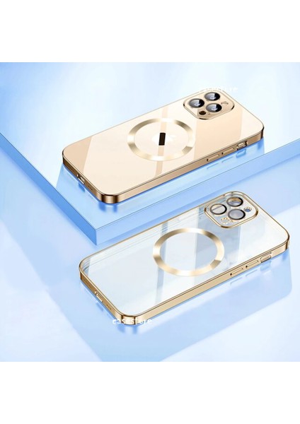 Apple Apple iPhone 11 Uyumlu Kılıf Kamera Korumalı Metalik Parlak Renkli Magsafe Wireless Şarj Kare Kenar Case