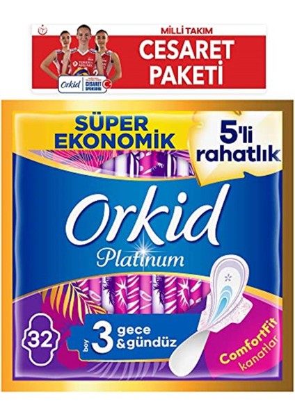 Platinum Hijyenik Ped Gece Ve Gündüz 32 Ped Cesaret Paketi