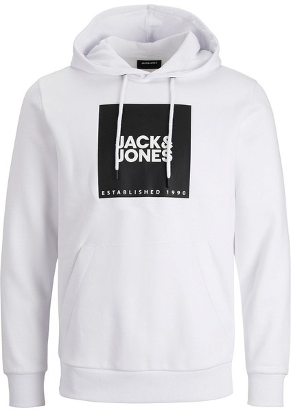 Lock Erkek Beyaz Baskılı Kapüşonlu Sweatshirt