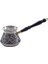 Bakır Kahverengi Ahşap Saplı Oval Lale Motif Cezve Gümüş Büyük Boy No1 1