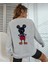 Afro Giyim Kadın Oversize  Ön Arka Mickey Mouse Baskılı Sweatshirt 1