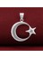 Çift Taraflı Ay Yıldız 925 Ayar Gümüş Kolye Ucu 1