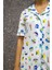 Pamuklu Baskılı Düğmeli Pijama Takımı 3