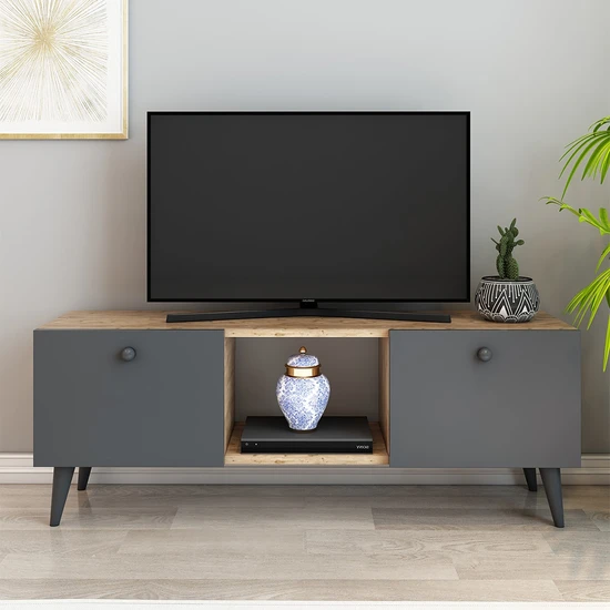 İzco Design Lotus Tv Ünitesi 120 cm 2 Kapaklı Tv Sehpası Çam Renk