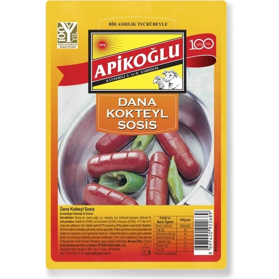 Apikoğlu Dana Kokteyl Sosis 220 gr