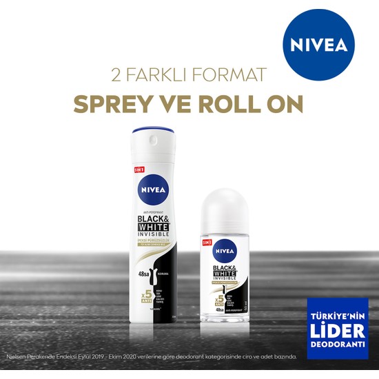 NIVEA Kadın Sprey Deodorant Black& White Invisible İpeksi Pürüzsüzlük ...