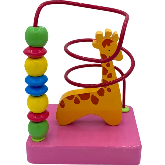 Hamaha Eğitici Ahşap Oyuncak Zürafa Figürlü Mini Helezon